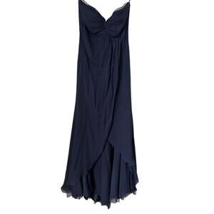 Jenny Yoo‎ Bridemaids Dress Size 6 Blue Aidan Convertible Strapless Silk Gown